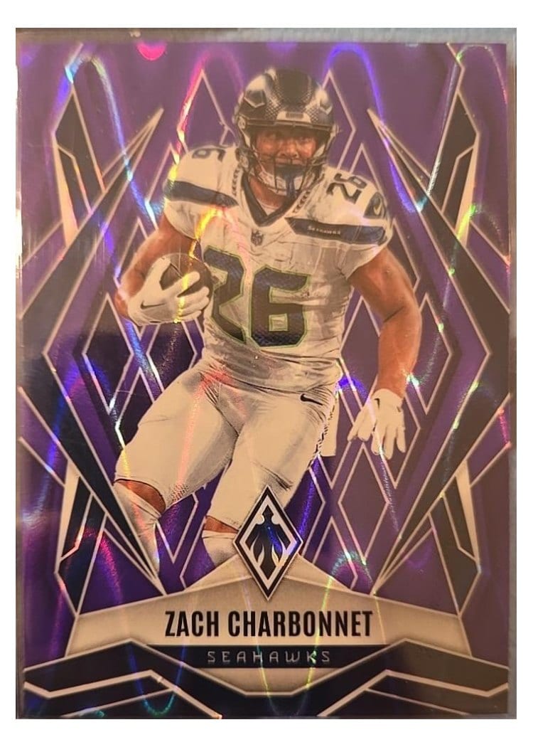 2025 Panini Phoenix Base Set Zach Charbonnet Purple Seismic #109 card