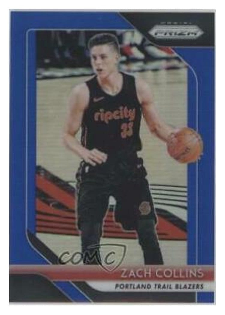 2018-19 Panini Prizm Base Set Zach Collins Blue Prizm #141 card