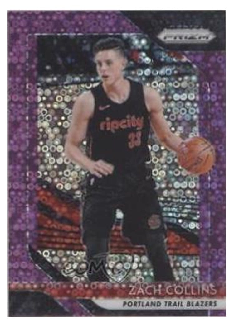 2018-19 Panini Prizm Base Set Zach Collins Fast Break Prizm Purple #141 card