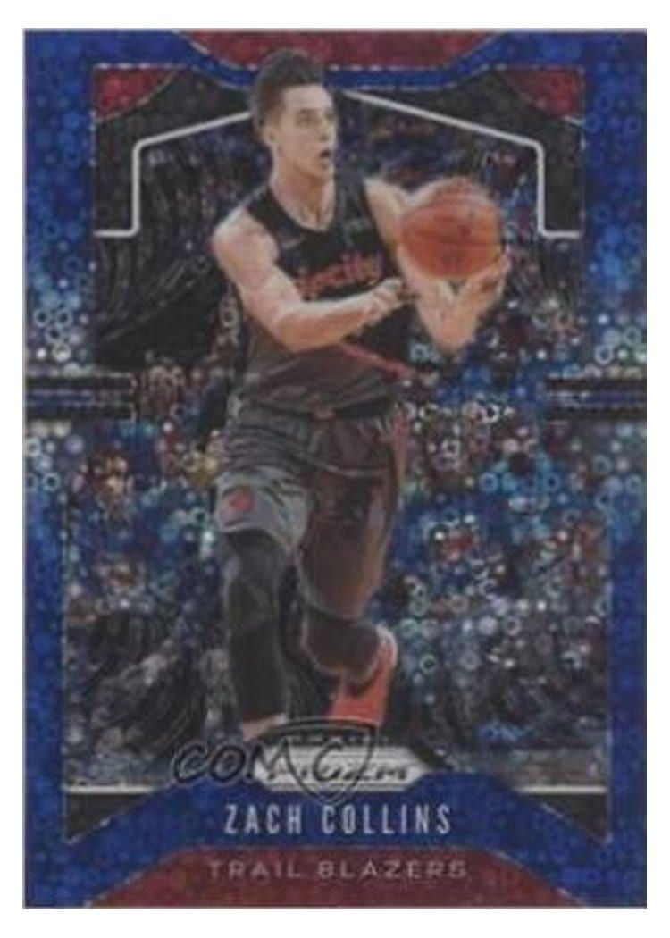 2019-20 Panini Prizm Base Set Zach Collins Fast Break Prizm Blue #116 card