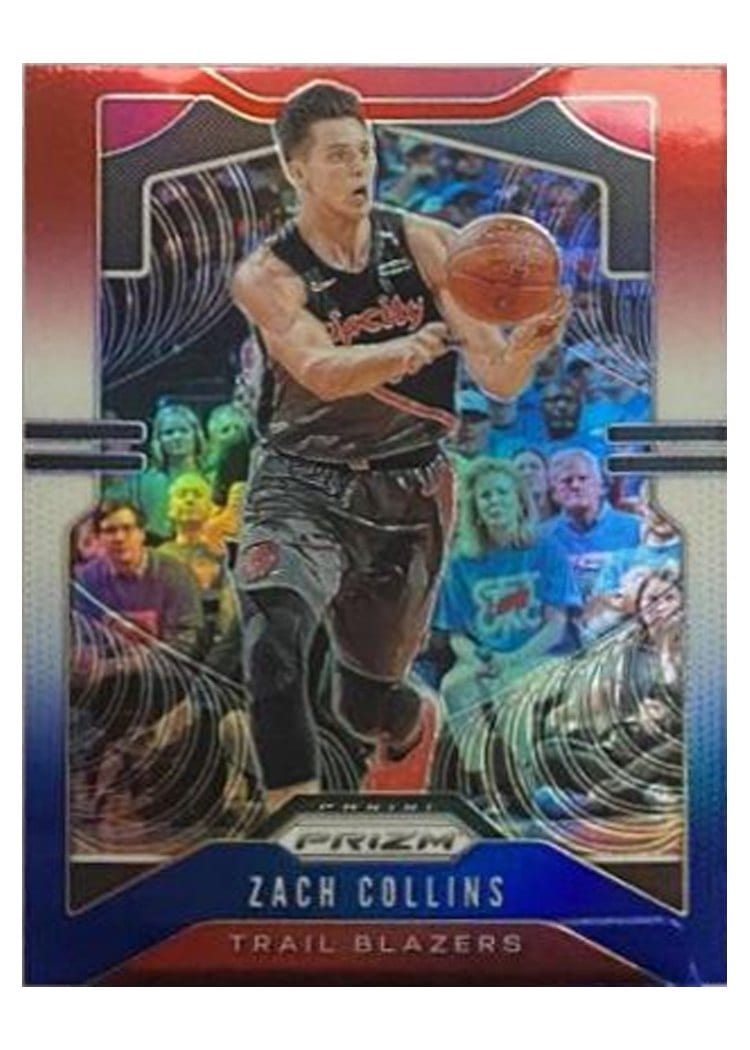 2019-20 Panini Prizm Base Set Zach Collins Red, White, and Blue Prizm #116 card