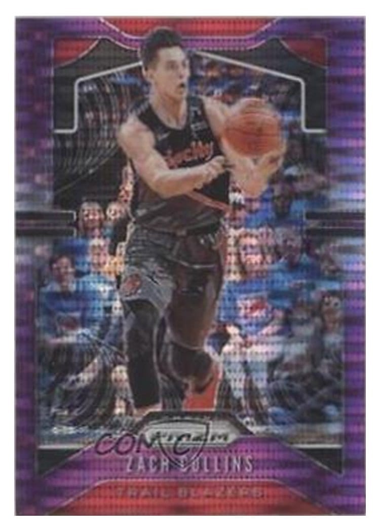 2019-20 Panini Prizm Base Set Zach Collins Purple Pulsar Prizm #116 card
