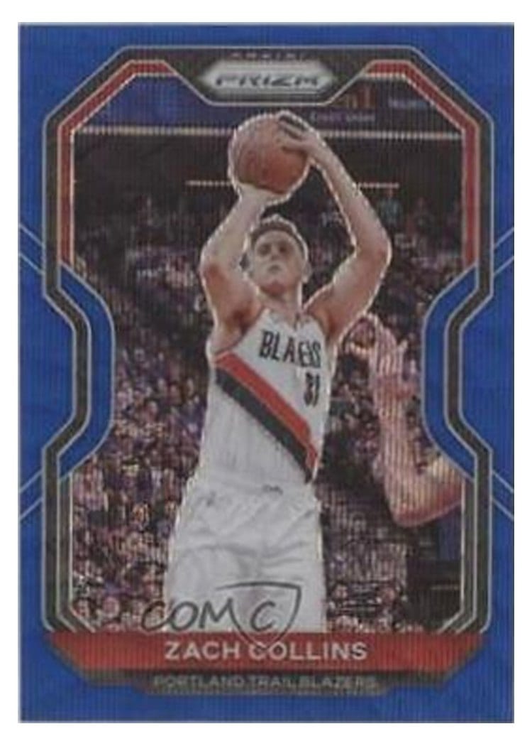 2020-21 Panini Prizm Base Set Zach Collins Blue Wave Prizm #6 card