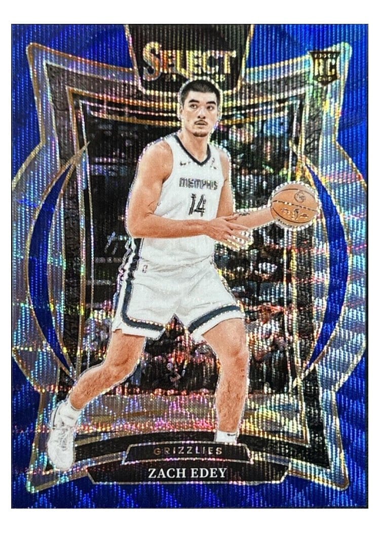 2024-25 Panini Select Base Set Zach Edey Blue Wave Prizm #98 card