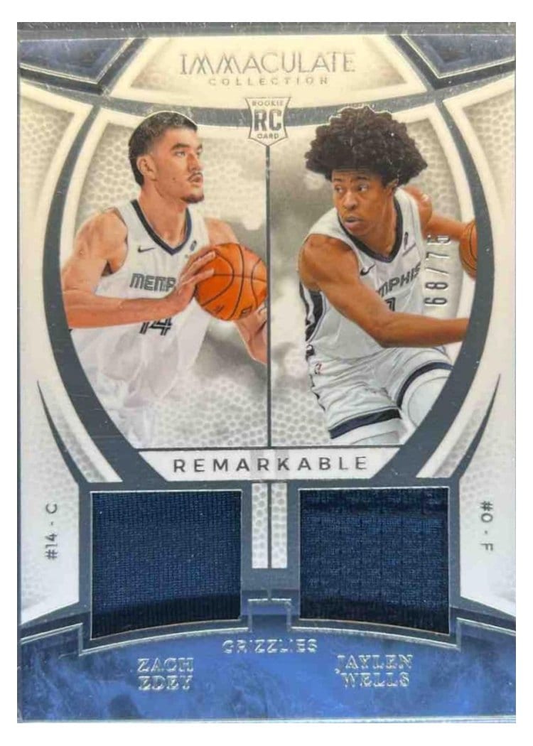 2024-25 Panini Immaculate Collection Remarkable Rookie Jerseys Dual Set Zach Edey/Jaylen Wells #5 card