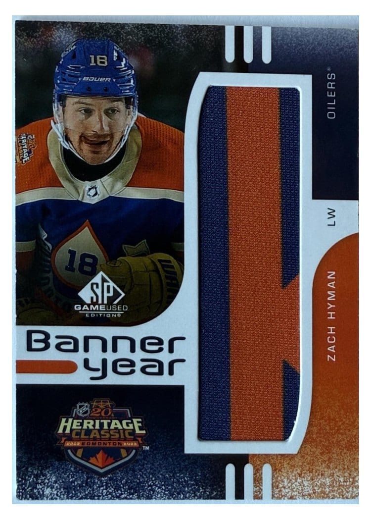 2024-25 SP Game Used 2023 Heritage Classic Banner Year Relics Zach Hyman #BYHC-ZH card