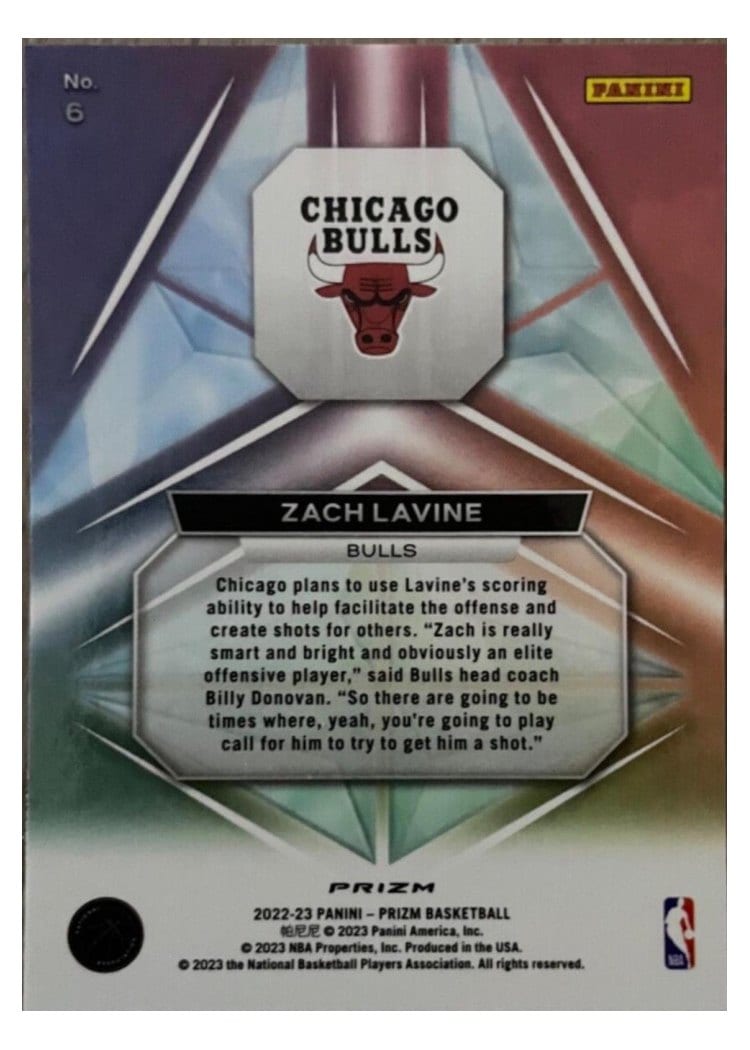 2022-23 Panini Prizm Base Set Zach LaVine #92 card