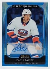 2021-22 O-Pee-Chee Platinum Blue Rainbow Autos Zach Parise #BA-ZP card