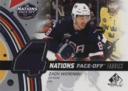 2025-26 SP Game Used 2025 4 Nations Face-Off Fabrics Zach Werenski #4N-ZW card
