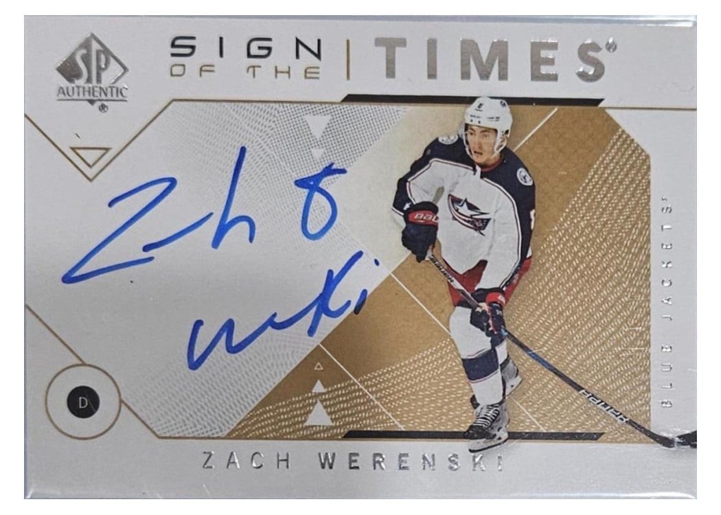 2019-20 SP Authentic 2018-19 Update - Sign of the Times Zach Weresnki #SOTT-ZW card