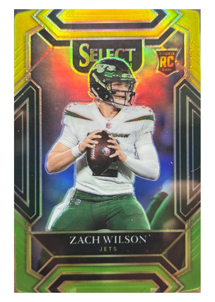 2021 Panini Select Base Set Zach Wilson Green and Yellow Die Cut #244 card