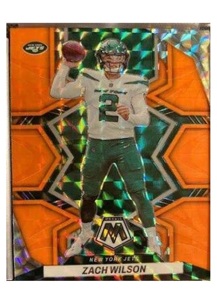2022 Panini Mosaic Base Set Zach Wilson Reactive Orange #151 card