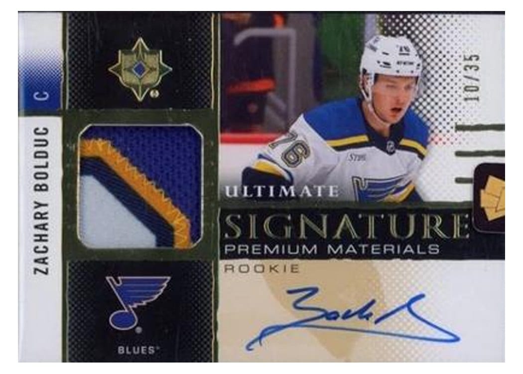 2024-25 Upper Deck Ultimate Collection Rookie Signature Premium Materials Zachary Bolduc #RSM-ZB card