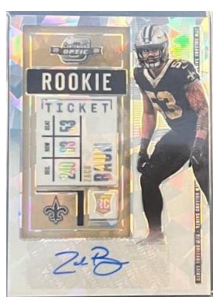 2020 Panini Contenders Optic Base Set Zack Baun Autograph Cracked Ice #167 card
