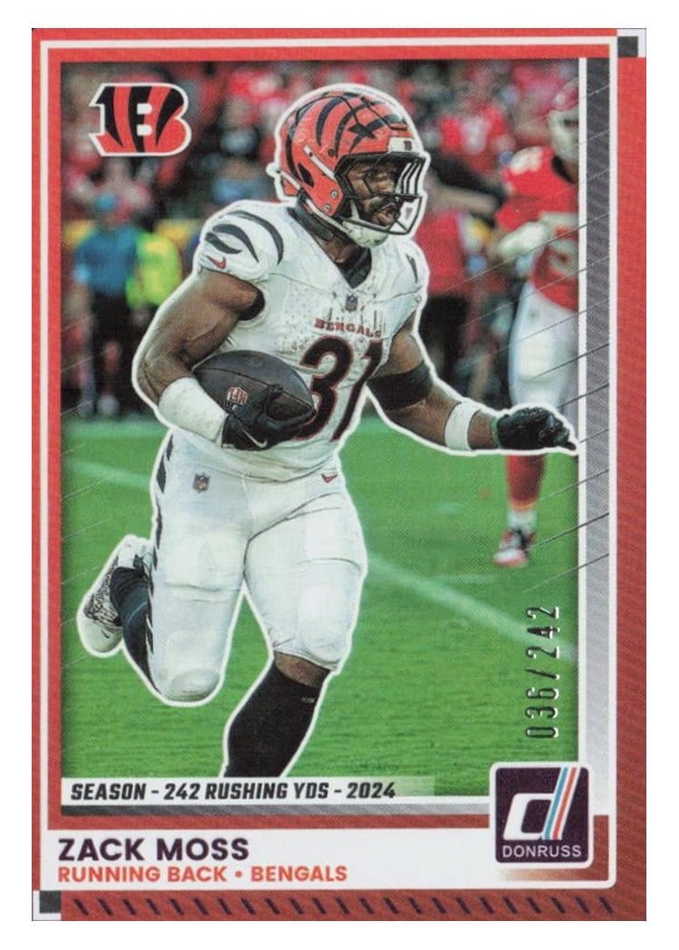 2025 Donruss Base Set Zack Moss Season Stat Line #123 card