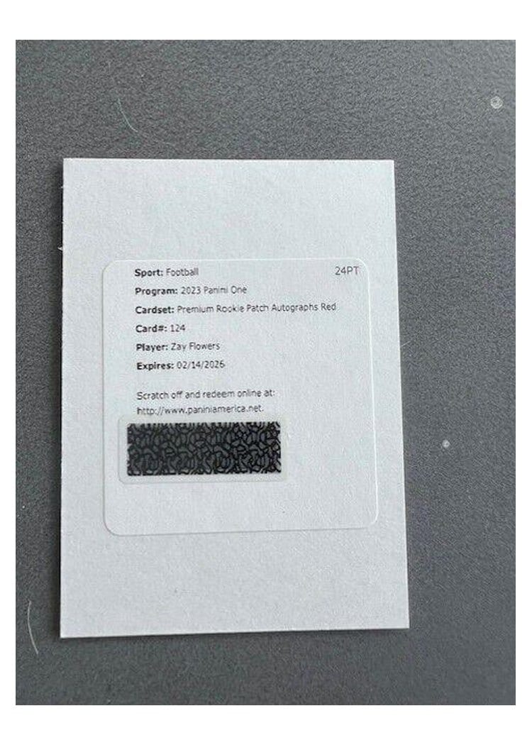 2023 Panini One Premium Rookie Patch Autographs Zay Flowers #124 card