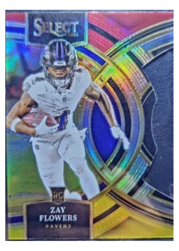 2023 Panini Select Base Set Zay Flowers Red Yellow Prizm Die-Cut #157 card