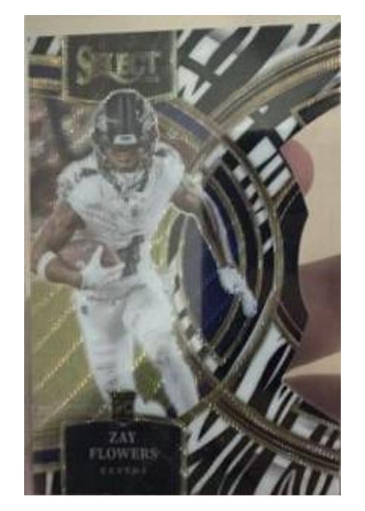 2023 Panini Select Base Set Zay Flowers Zebra Prizm Die-Cut #157 card