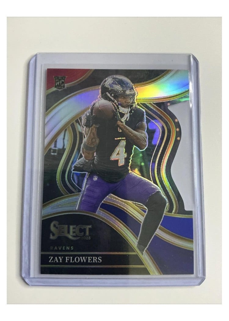 2023 Panini Select Base Set Zay Flowers Red Blue Prizm Die-Cut #201 card