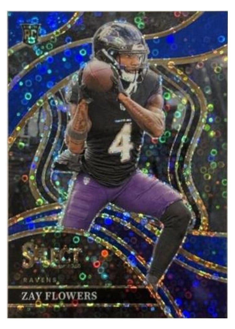 2023 Panini Select Base Set Zay Flowers Blue Disco Prizm #201 card