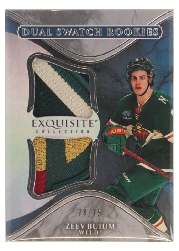 2025-26 Upper Deck Black Diamond Exquisite Dual Swatch Rookies Zeev Buium #EDS-ZB card