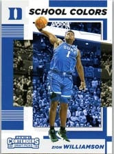 2019 Panini Contenders Draft Picks School Colors Zion Williamson #1 card