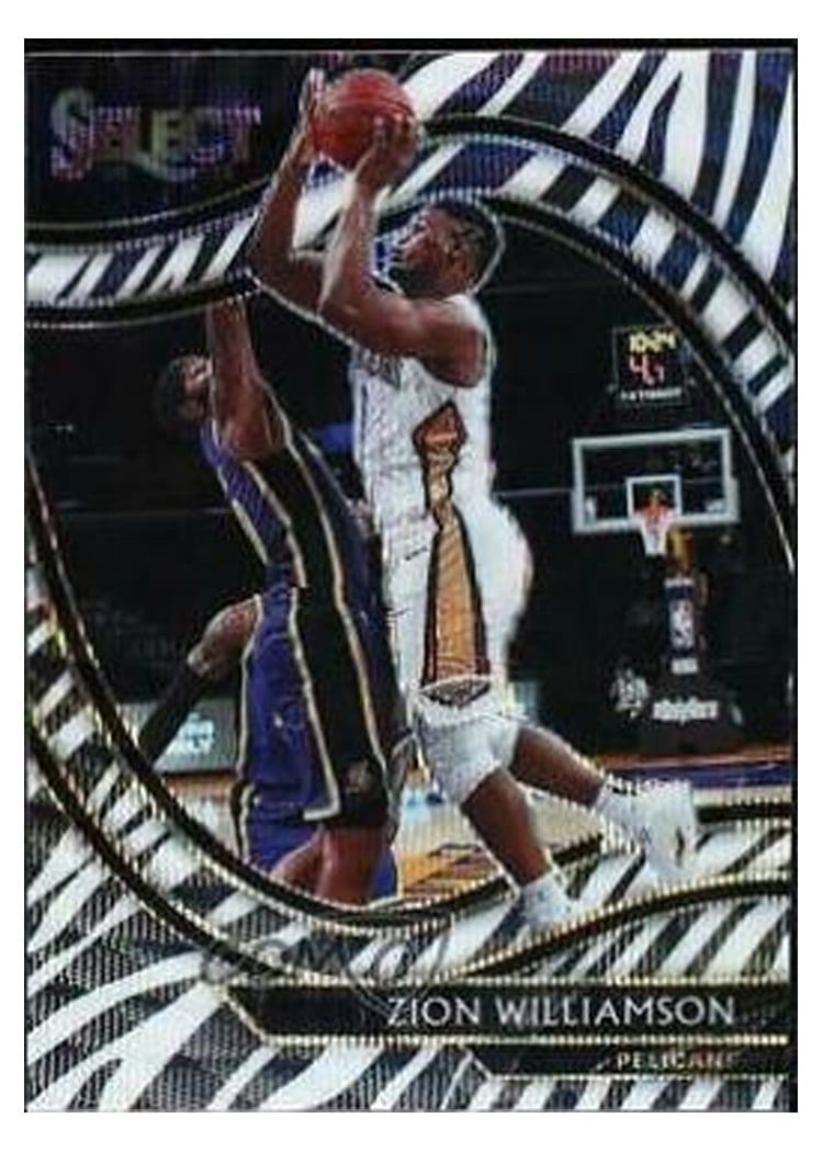 2020-21 Panini Select Base Set Zion Williamson Zebra Prizm #213 card