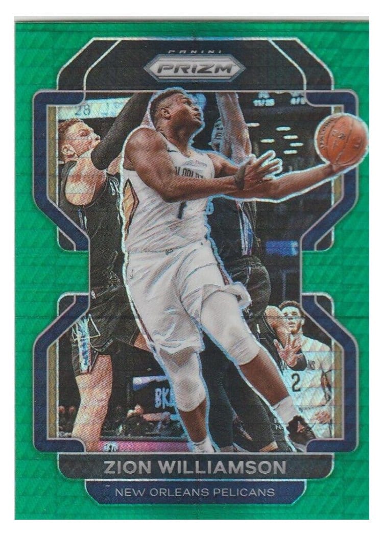 2021-22 Panini Prizm Base Set Zion Williamson Green Hyper Prizm #108 card