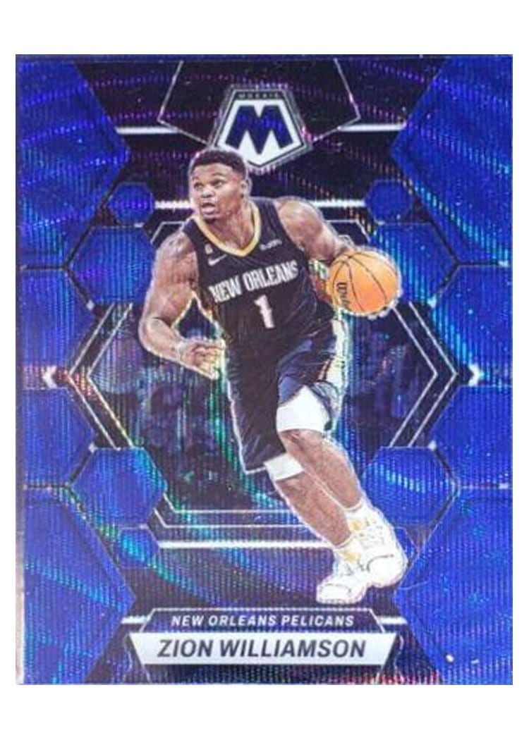 2022-23 Panini Mosaic Base Set Zion Williamson Blue Wave #120 card