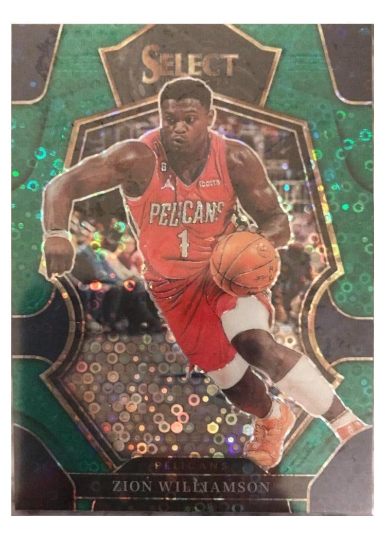 2022-23 Panini Select Base Set Zion Williamson Green Disco Prizm #124 card